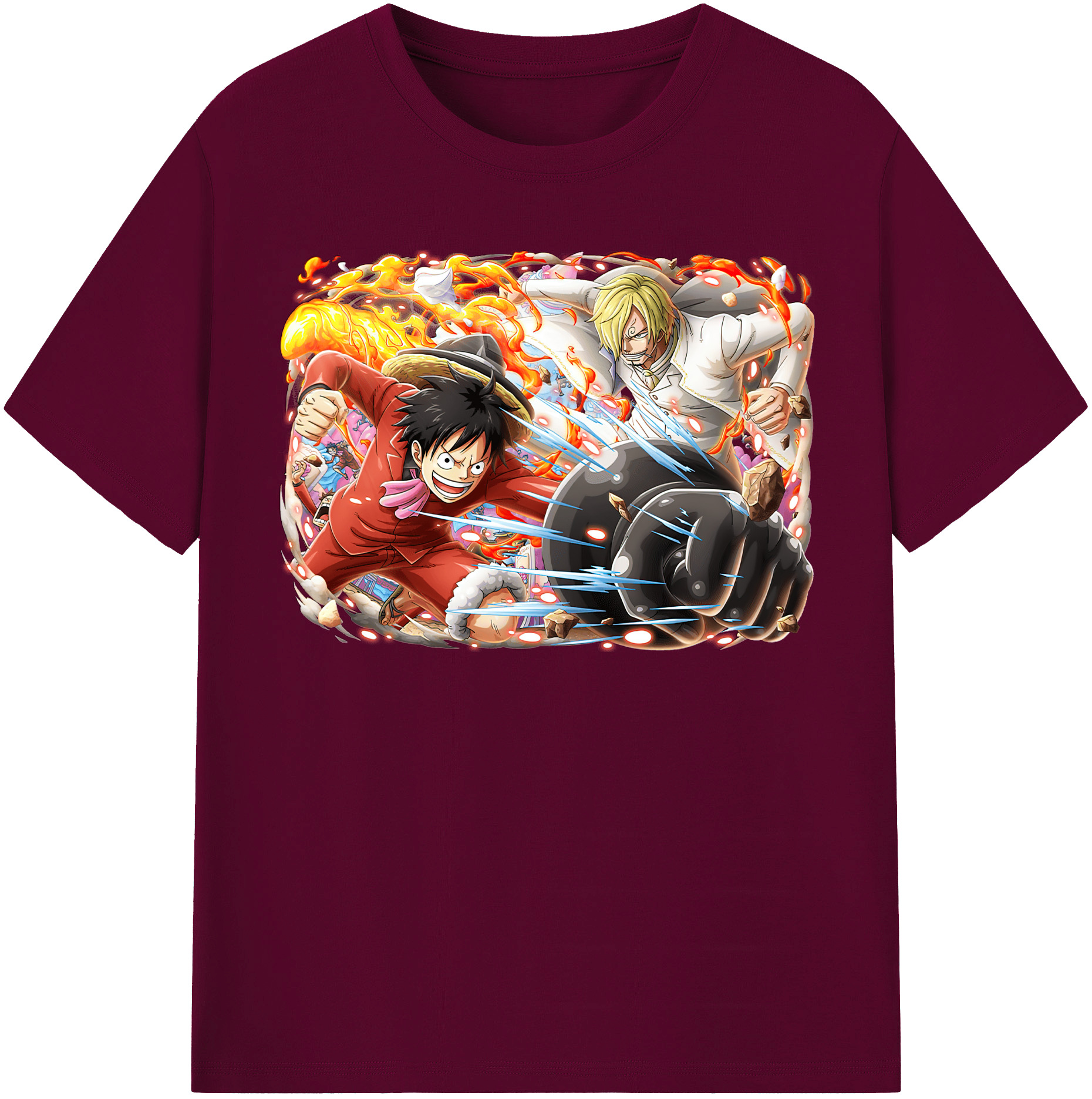 ワンピース モンキー・D・ルフィ ONE PIECE Monkey D. Luffy レディースカジュアルプリントTシャツ（綿100％）